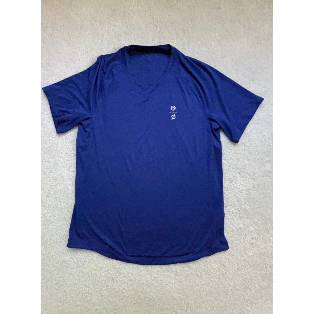 Lululemon x Peloton Metal Vent Tech Shirt Mens Large Blue Short Sleeve Chest 42"